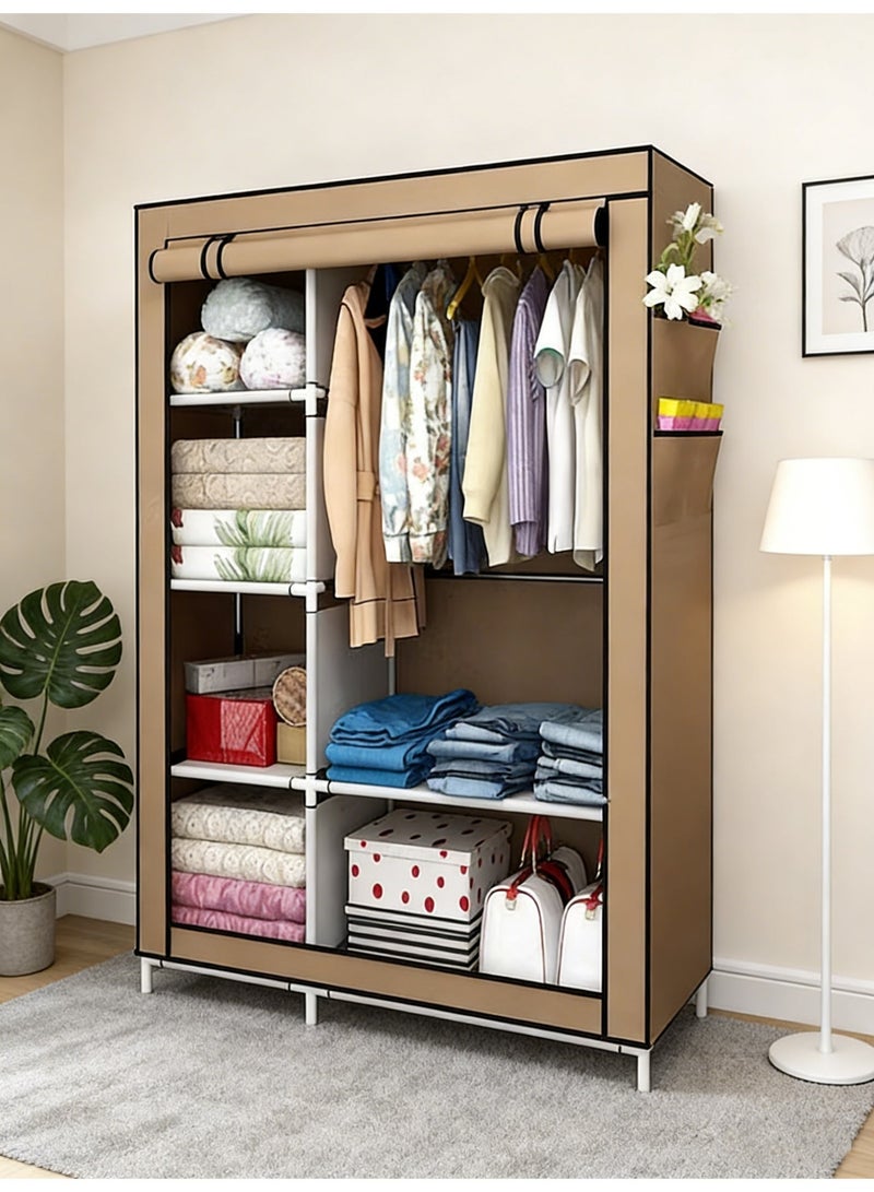 حصريا دولاب تخزين ملابس قماش, خزانة ملابس قماش بني - Image 4